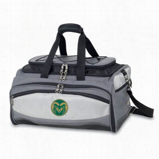 Picnic Time 750-00-175-132-0 Buccaneer Colorado State Rams Embroirered Cooler And Barbecue Sdt In Blwck