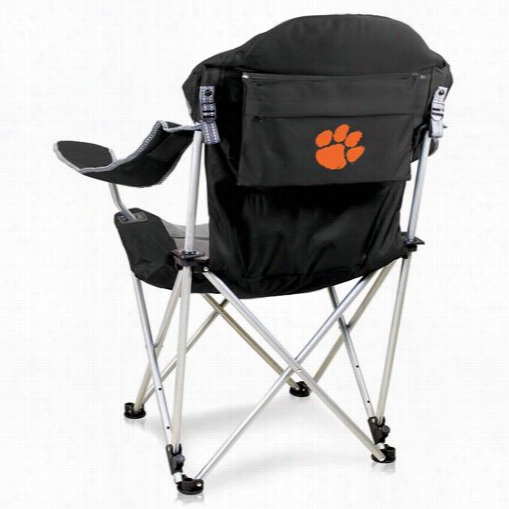 Picnic Time 803-00-175-104-0 Clemson University Digital Prin Reclining Camp Chair In Black