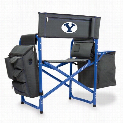 Picnic Time 807-000-639-714-0 Brigham Young University Cougard Digital Prin Fusion Chair In Dark Grey/blue