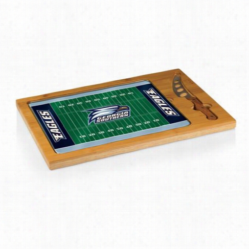 Picnic Time 910-00-505-104-1 Icon Georgia Southern Eagles Digital Print Football Cutting Cheese Tray In Natural Wood