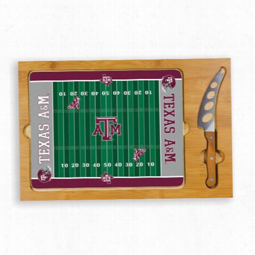 Picnic Time 910-00-505-564-0 Icon  Texas A And M Aggies Digital Pint Footvall Cutting Chesee Tray In Natural Wood