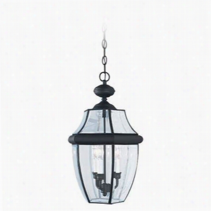 Sea Gull Lighting 6039-12 Curved Beveled Glass 3 Light Black Outdoor Pendant