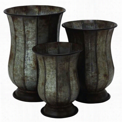 Woodland Imports 20249 Oldrustic Metal Planter - Set Of 3