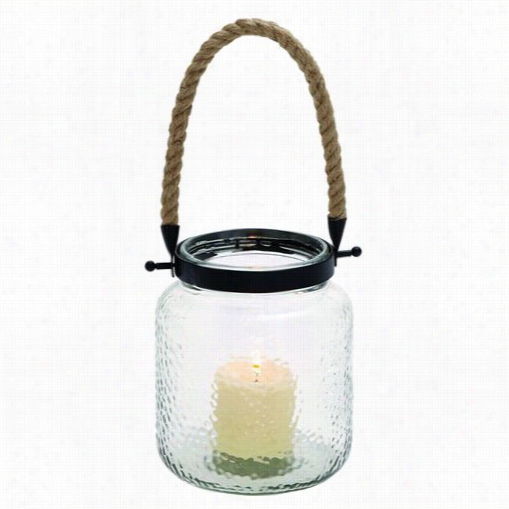 Wooland Imports 23822 Vintage Canning Jar Glass And Ropd Candle Lanttern