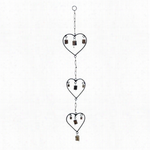 Woodland Imports  26750 M Etal Heart Wind Chime With A Ddsign Of Heart S