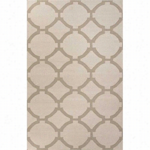 Jipur Rug1 Maroc Flat-weave Geometric Pattern  Wool Viory/gray Areaa Rug