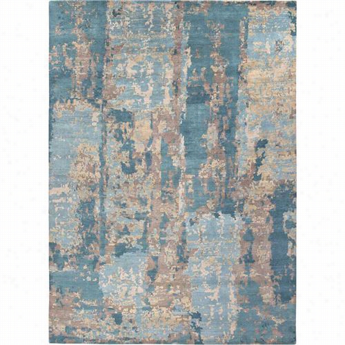 Jaipur Rug10 10 Connexfion By Jenny Jones-global Hand-knotted Abstract Pattern Owol Blue/tan Caribbean Sea Area Rug
