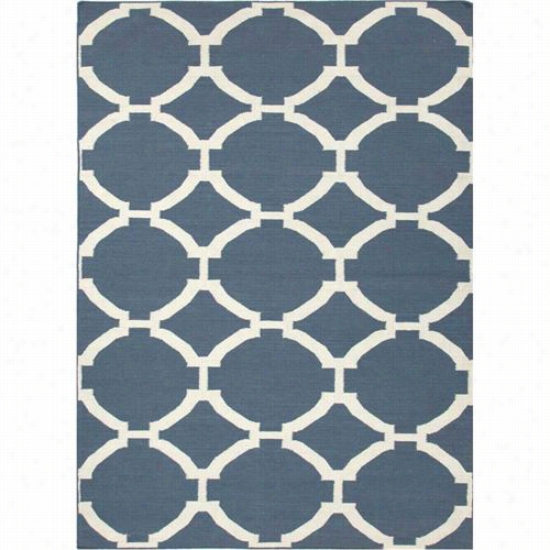 Jaipurrug1026 Maroc Flat-wave Geometric Pattern Wool Blue/ivpry Dark Denim Area Rug