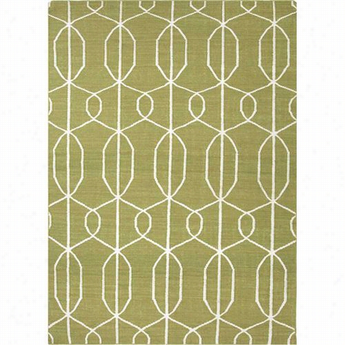 Jaiour Rug10263 Maroc Flat-weave Geometrc Pattern Wool Green/ivory Wasabi Yard Rug