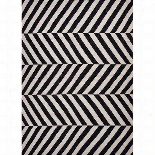 Jaipur Rug10282 Maroc Flat-weave Stripe Pattern Wool Black/ivory Area Rug