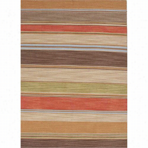 Jai Pur Rug1037 Pura Vida Flat -weave Stripe Pattern Wool Red/brown Yard Rug