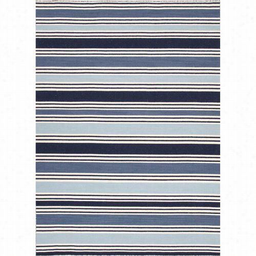 Jaipur Rug0138 Pura Vida Flat-weaev Stripe Pattern Wool Blue/ivory/vanilla Ice Area Rug