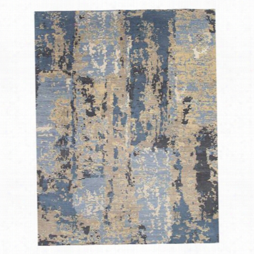 Jaipur Rug11 Connexttion By Jenny Jonse-global Hand-knotted Abstract Patterrn Wooll Blue/convert Into Leather D Enim Blue Areaa Rug