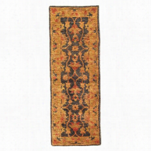 Safavihe Boh316a Bohemian Hemp Hand Woven Charcoal/gold Rug