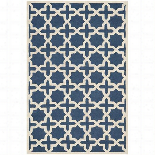 Safavieh Cam125g Cambridge Wool Hand Tufted Navy Blue/ivory Rug