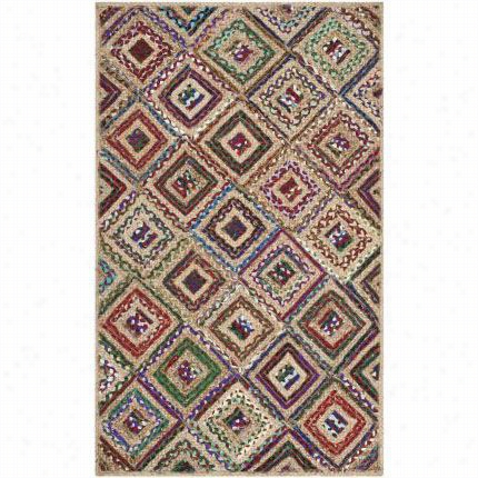 Safavieh Cap354b Cape Cod Jute Pile Hand Woven Natural/red Rug