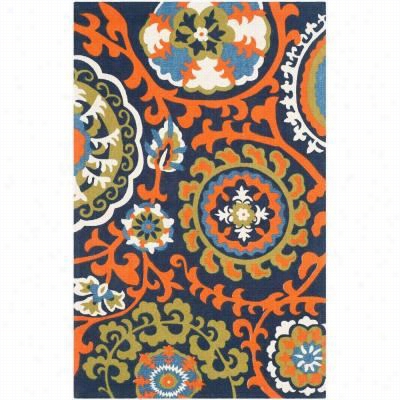 Sfavieh Cdr132a Cedar Brook Cottton Pile Hand Olomed Light Blue/orange Rug