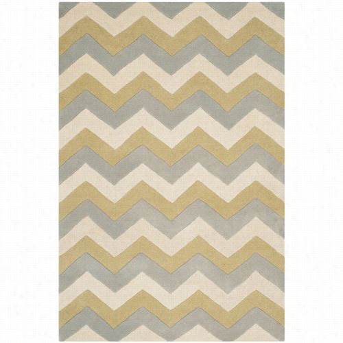 Safavieh Cht715m Chatham 100% W Ool Pile Hand Tufted Grey/gold Rug