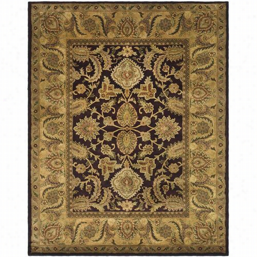 S A Favieh  Cl244b Classic Wool Hand Tufted Dark Plum/gold Rug