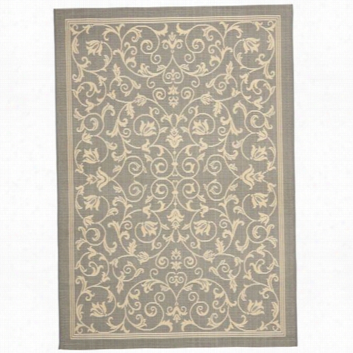 Safaviehcy2098-3606 Courtyard Polypropylene Machine Made Grey/natural Area Rug