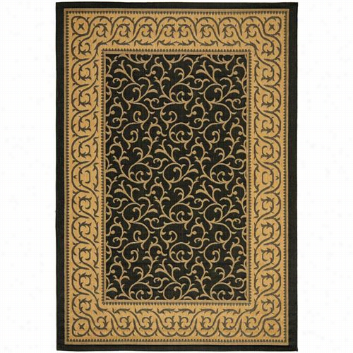 Safavieh Cy6014-46 Ccourtyard Polypropylene Tool Made Boack/natural Rug