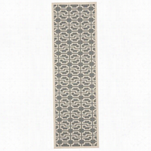 Safavieh Cy6015-246 Courrtyard Poly Propylene Machine  Made Grey/beige Rug