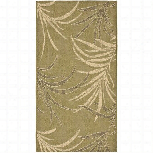 S Afavieh Ccy6083-24-3 Courtyard Polypropylene Machnie Made Green/creme Rug