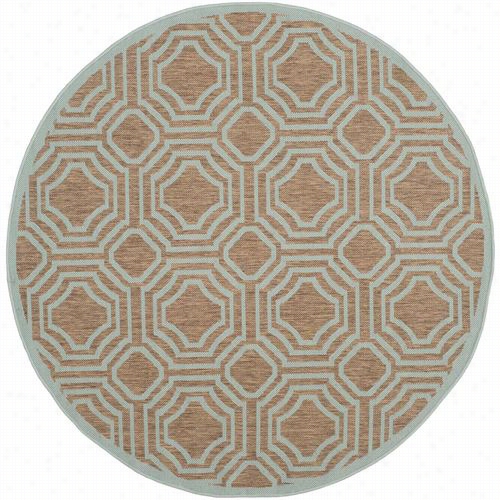 Safavieh Cy6112-337 Courtyard Polypropylene Power Loomed Brown/aqua Rug