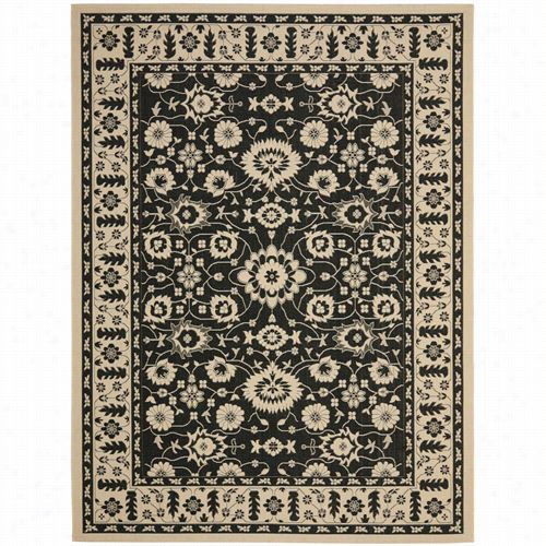 Safavieh Cy6126-16  Courtyard Plypropylene Machine Made Creme/black Rug