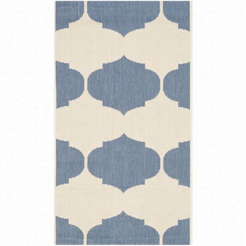 Safavieh Cy6162-233 Courtyard Polypropylene Power Loomed Beige/blue Rug