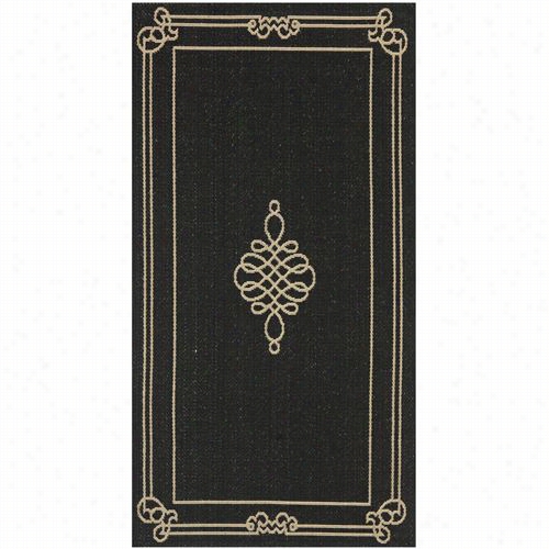 Safavieh Cy6788-26 Courtyard Polypropyl Ene Machine Made Black/creme Rug