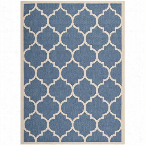 Safavieh Cy6914-243 Courtyard Polypropylene Machine Made Blue/b Eige Area Rug