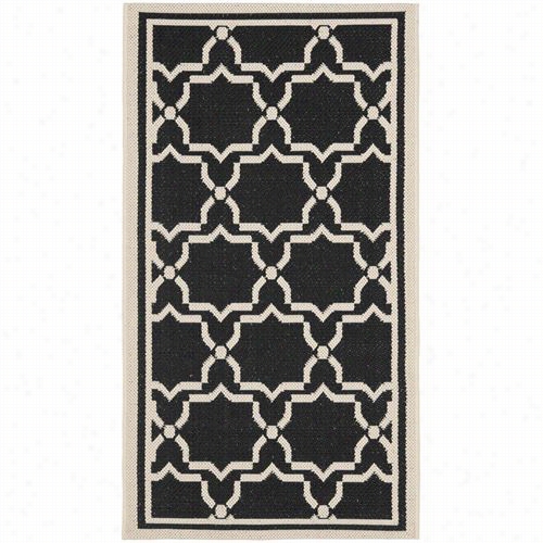 Safavieh Cy6916-22 6 Courtyard Polypropylene Machine Made Black/beige Area Rug