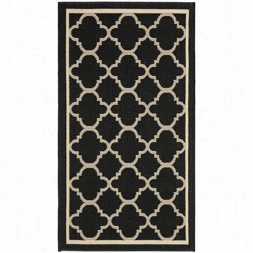 Safavieh Cy6918-226 Courtyard Polypropylene Machine Made Black/beige Area Rug