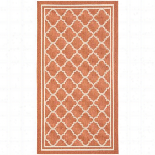 Safavieh Cy6918-241 Courtyard Polypropylene Tool Made  Terracotta/bone Area Rug