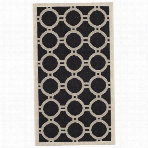 Safavieh Cy6924-266 C0urtyard Polypropylene Machine Made Black/beige Area Rug