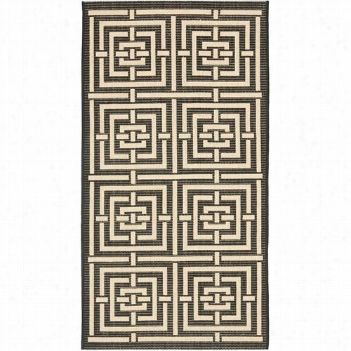 Safavieh Cy6937-26 Courtyard Polypropylene Machine Made Bblack/bone Area Rug