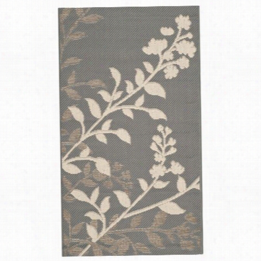 Safavieh Cy7019-246 Courtyard Polypropyelne Power Loomed Anthracite/bige Region Rug