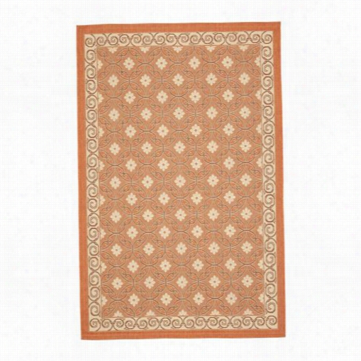 Safaveh Cy7810-21aa7 Coutryard Polypropylene Machine  Made Terracota/cream Area Rug