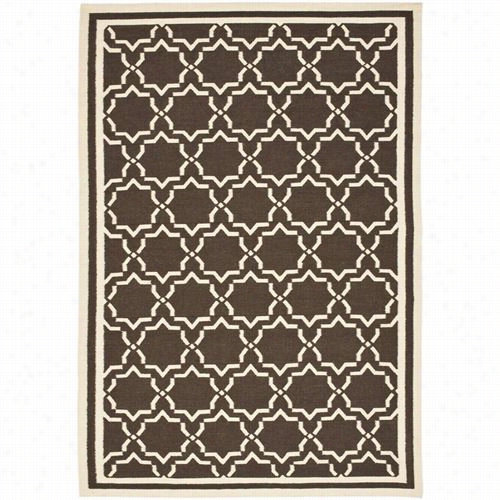 Safavieh Dhu545a Dhurries Wool Flatweave Chocolate / Ivory Area Rug