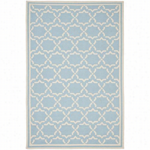 Safaviehdhu545b Dhurries Wool Flatweave Lgiht Blue/ivory Area Rug