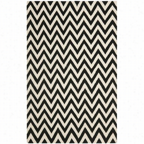 Safavieh Dhu57l Dhurries Wool Flatweave Black/ivory  Area Rug