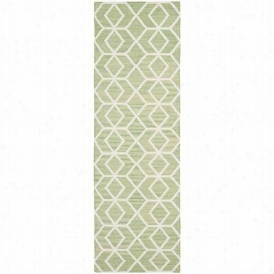 Saafvieh Dhu560b Dhurries Wool Flatweave Sage/ivory Area Rug