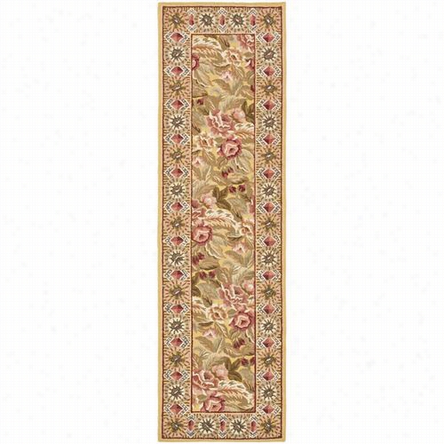 Safavieh Hk1b Chelsea Wool Hand Hooked Gold Rug