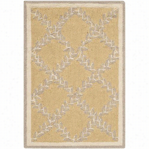 Safavieh Hk230y Chelsea Wool Hand Hooked Yellow/grey Rug