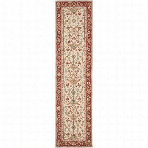 Safaveih Hk751c Chelsea Wool Hand Hooked Ivory/red Rug