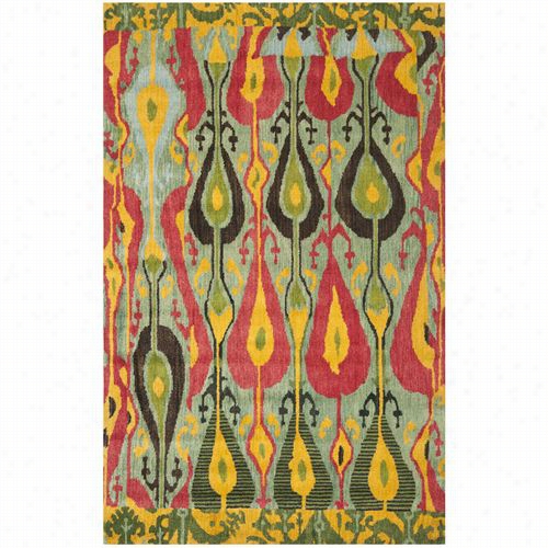 Safavieh Ikt222b Ikat Wool Hand Tufetd  Blue/grden Rug