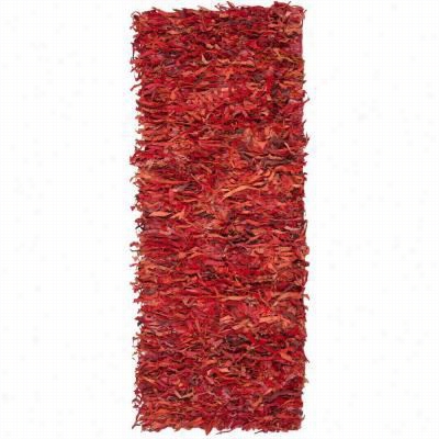 Safavieh Lsg511d Leather Shag Leather Hand Knotted Red Area Rug