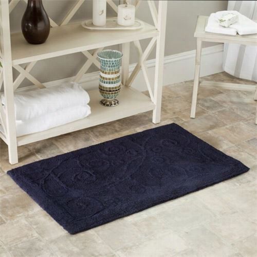 Safavieh Pmb637b Plush Master Bath Cottonp Ower-loomed Anvy/navy Area Rug