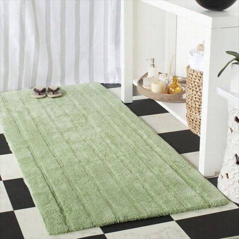 Safavieh Pmb720l Plush Master Bath Cotton Hand Woven Light Green Aarea Rug